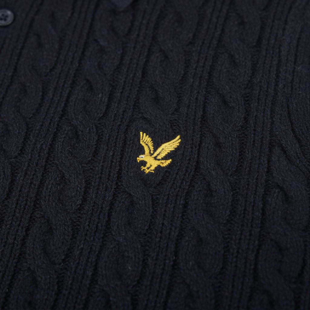 Lyle & Scott - Mens Linen Blend Short Sleeve Knitted Polo - Dark Navy Marl - Z56 KN2435V - Wildvine Clothing, Spalding, Lincolnshire
