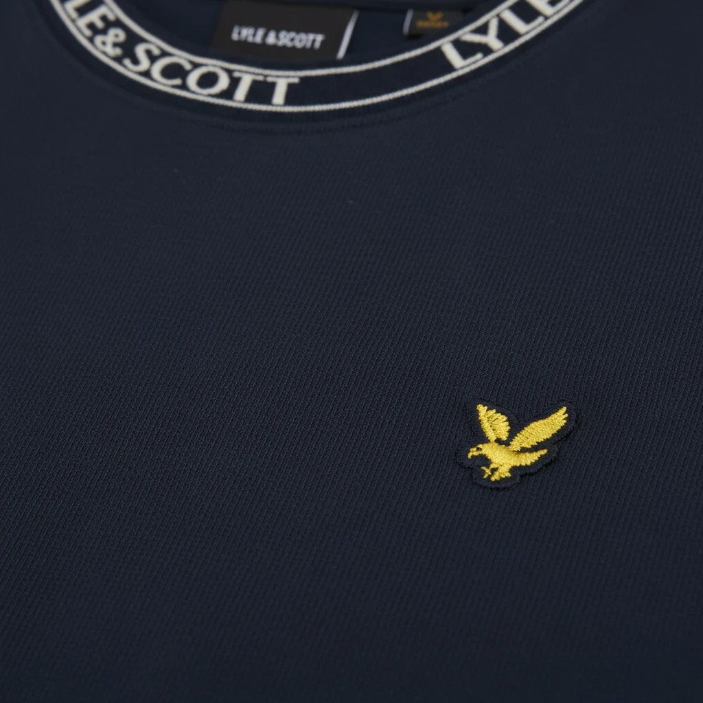 Lyle & Scott - Mens T-Shirt - Logo Ribbed - Dark Navy/ Bone White Y070 - Wildvine Clothing, Spalding, Lincolnshire