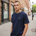 Lyle & Scott - Mens T-Shirt - Logo Ribbed - Dark Navy/ Bone White Y070 - Wildvine Clothing, Spalding, Lincolnshire