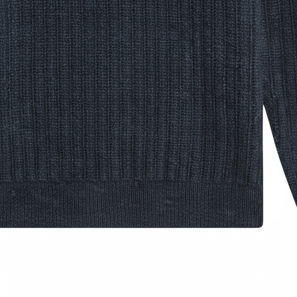 Lyle & Scott - Mens Ribbed Half Zip Jumper - Lanbs Wool - Dark Navy Marl Z56 - Wildvine Clothing, Spalding, Lincolnshire