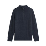 Lyle & Scott - Mens Ribbed Half Zip Jumper - Lanbs Wool - Dark Navy Marl Z56 - Wildvine Clothing, Spalding, Lincolnshire