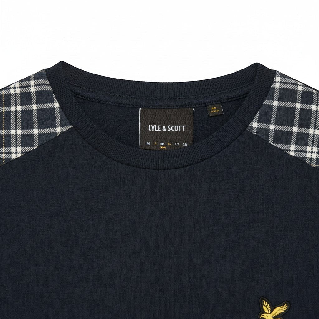 Lyle & Scott - Mens Check Panelled T-Shirt - Dark Navy TS2460V Z271 - Wildvine Clothing, Spalding, Lincolnshire