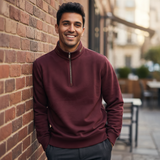 DG's Drifter Mens - Half Zip Sweatshirt - Dark Red - 355221-68 - Wildvine Clothing, Spalding, Lincolnshire
