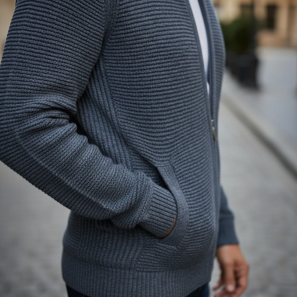 Jackdaw - Mens Noah Full Zip Fleece Lined Jumper - Denim - Wildvine Clothing, Spalding, Lincolnshire