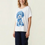 Ladies - Patchwork Denim Dog Short Sleeve T-shirt - White - Wildvine Clothing, Spalding, Lincolnshire