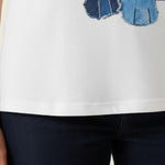 Ladies - Patchwork Denim Dog Short Sleeve T-shirt - White - Wildvine Clothing, Spalding, Lincolnshire