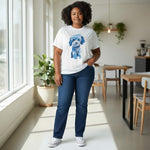 Ladies - Patchwork Denim Dog Short Sleeve T-shirt - White - Wildvine Clothing, Spalding, Lincolnshire