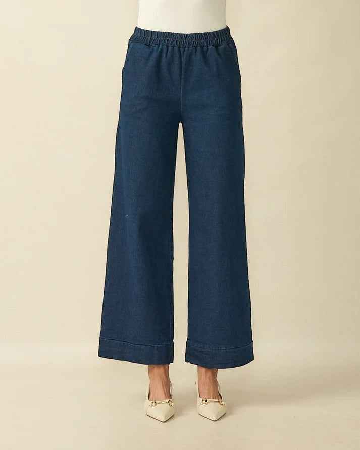 D.E.C.K. by Decollage Ladies Wide Leg Trousers - Denim Look - Wildvine Clothing, Spalding, Lincolnshire