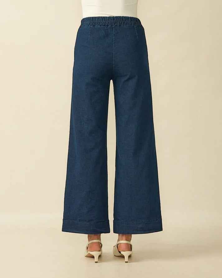 D.E.C.K. by Decollage Ladies Wide Leg Trousers - Denim Look - Wildvine Clothing, Spalding, Lincolnshire