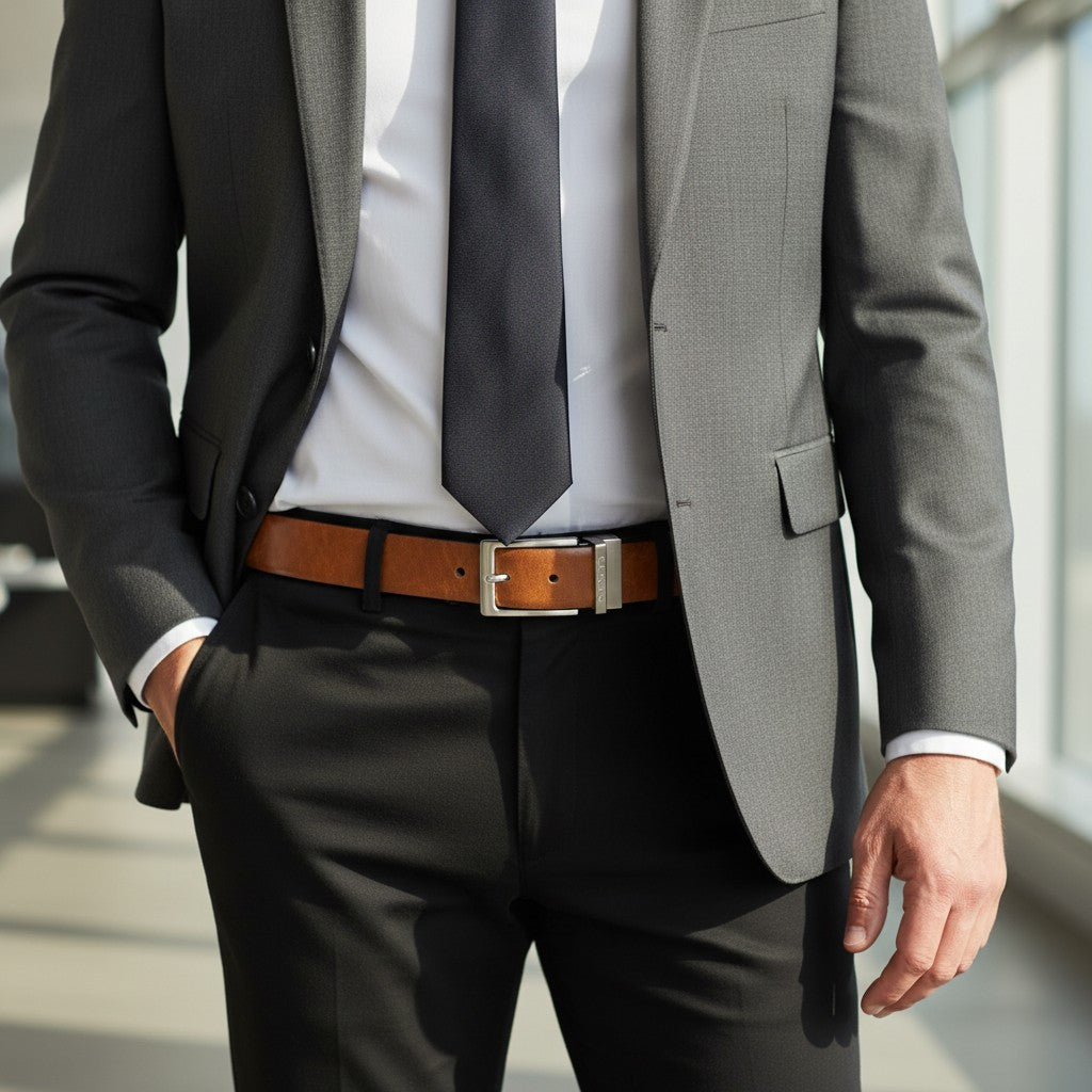 Dents - Mens Belt - Twist Reversible - Black/Tan Bovine Leather - Wildvine Clothing, Spalding, Lincolnshire