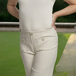 Pinnns - Ladies - Stylish Wide Leg Culotte Trousers With Button Feature - Ecru 638C - Wildvine Clothing, Spalding, Lincolnshire