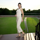 Pinnns - Ladies - Stylish Wide Leg Culotte Trousers With Button Feature - Ecru 638C - Wildvine Clothing, Spalding, Lincolnshire