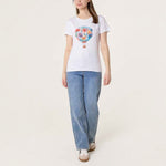 Ladies - Embellished Hot Air Balloon T-shirt - White - Wildvine Clothing, Spalding, Lincolnshire