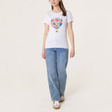 Ladies - Embellished Hot Air Balloon T-shirt - White - Wildvine Clothing, Spalding, Lincolnshire
