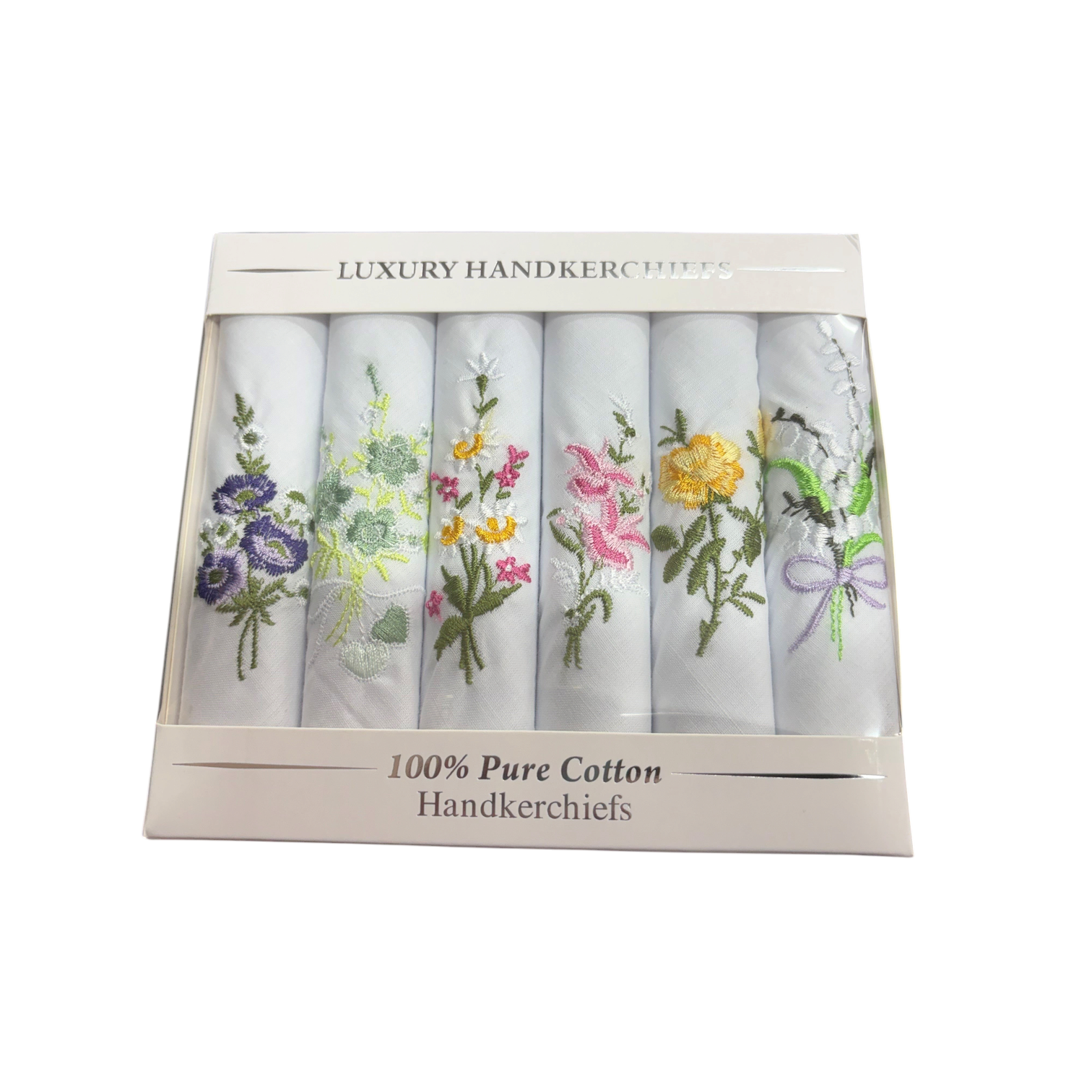 Le Chateau - Ladies - Luxury Handkerchiefs - Embroidered Flowers - Wildvine Clothing, Spalding, Lincolnshire