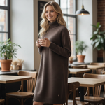 Fynch-Hatton - Ladies - Knitted Dress made of Merino wool with a turtleneck - Exspresso 26097441 896 - Wildvine Clothing, Spalding, Lincolnshire