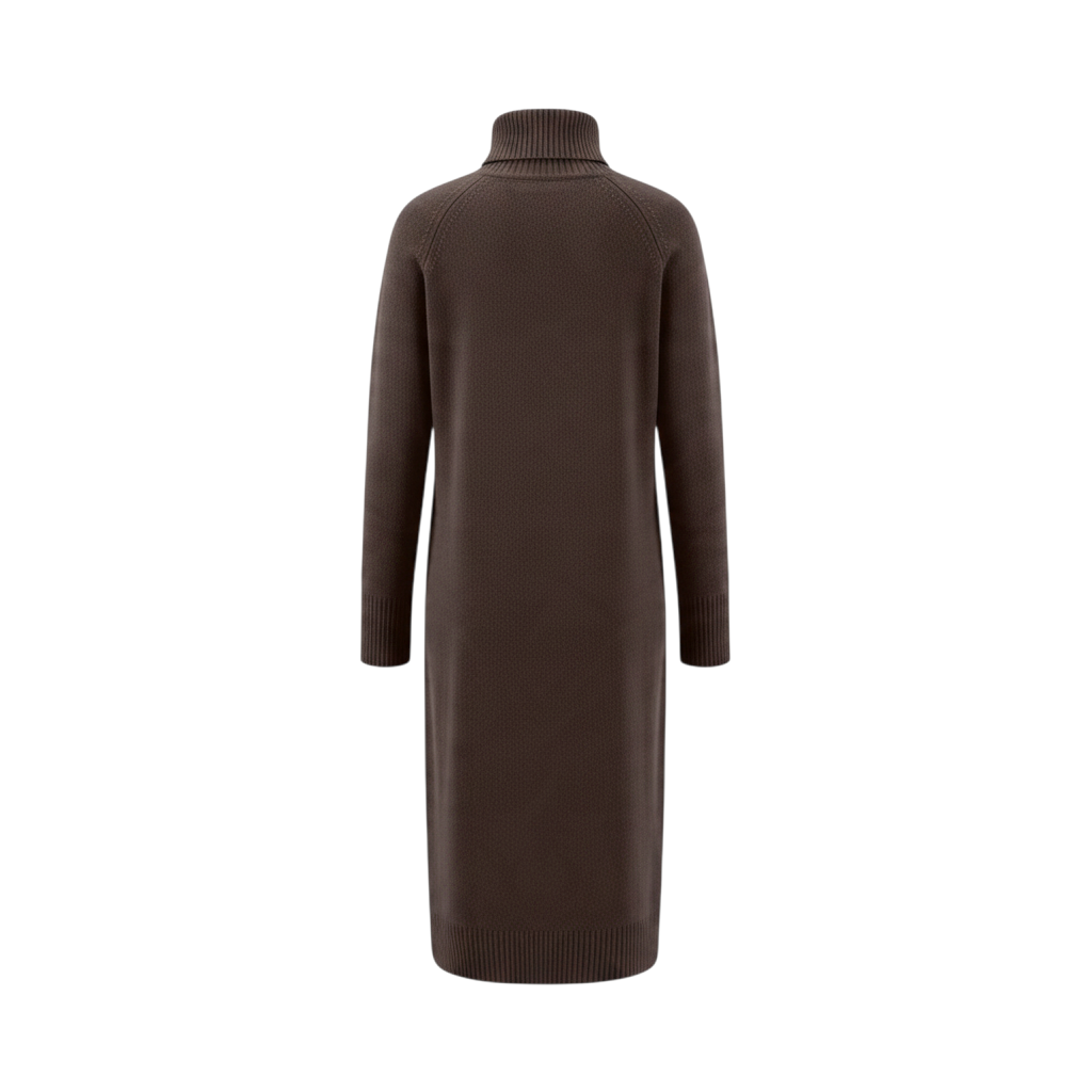 Fynch-Hatton - Ladies - Knitted Dress made of Merino wool with a turtleneck - Exspresso 26097441 896 - Wildvine Clothing, Spalding, Lincolnshire
