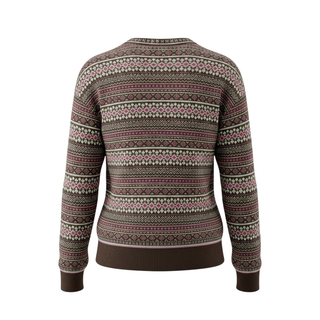 Alice Collins - Kirsten Fairisle Pullover - Chocolate Chip - 037A011 - Wildvine Clothing, Spalding, Lincolnshire
