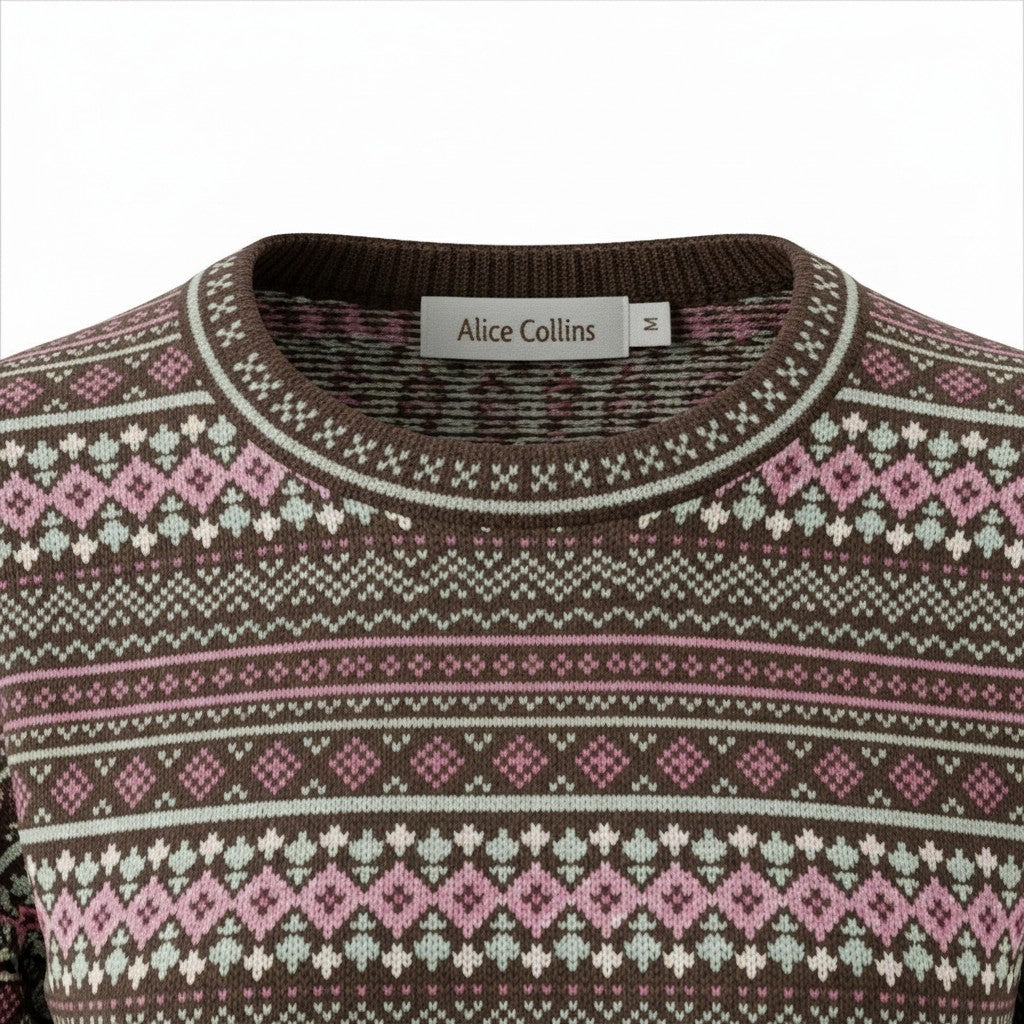 Alice Collins - Kirsten Fairisle Pullover - Chocolate Chip - 037A011 - Wildvine Clothing, Spalding, Lincolnshire