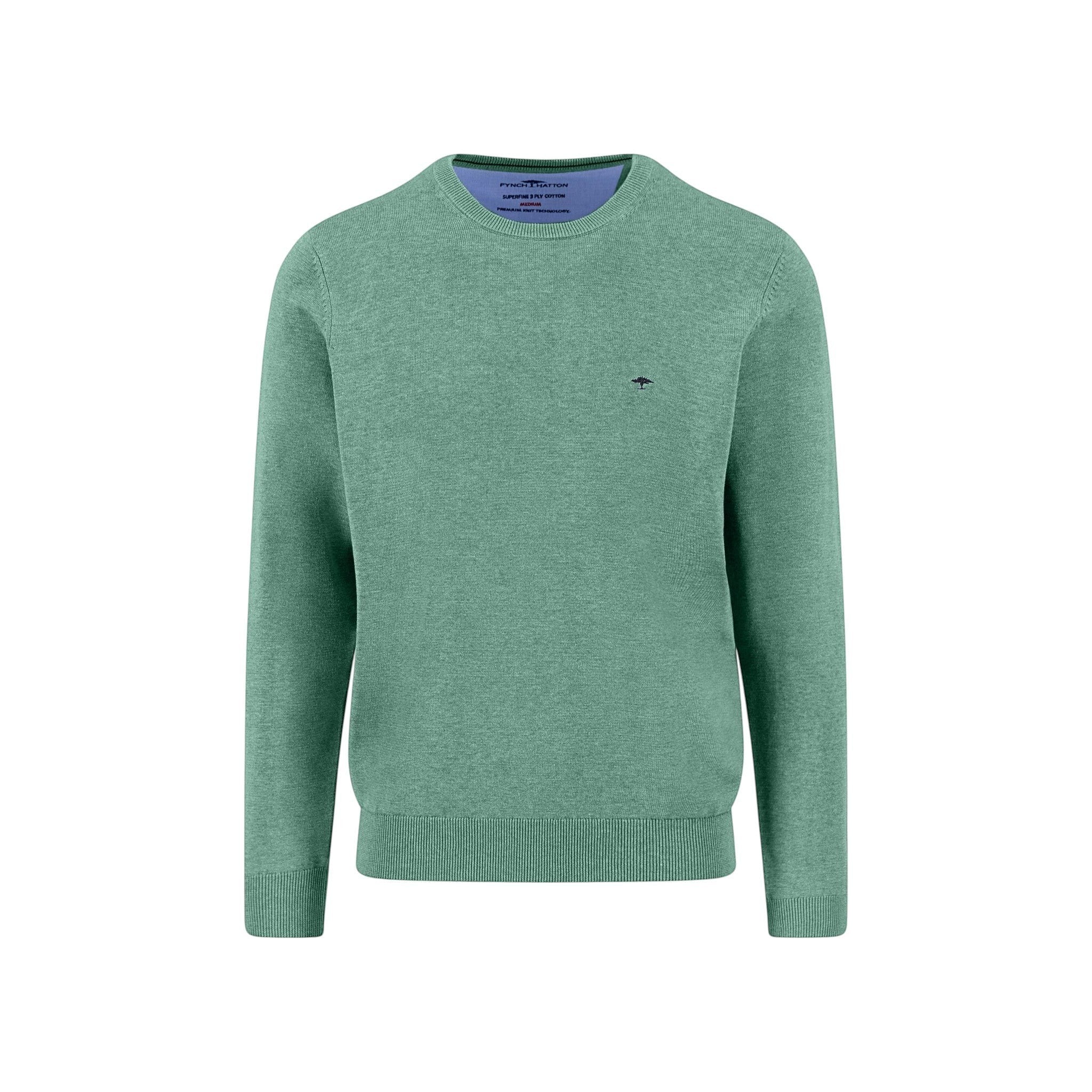 Fynch-Hatton - Mens Knitwear - O-Neck, Superfine - Fern - Wildvine Clothing, Spalding, Lincolnshire