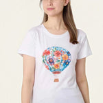Ladies - Embellished Hot Air Balloon T-shirt - White - Wildvine Clothing, Spalding, Lincolnshire