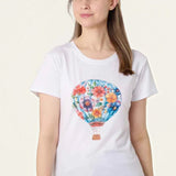 Ladies - Embellished Hot Air Balloon T-shirt - White - Wildvine Clothing, Spalding, Lincolnshire