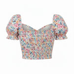 QED London - Ladies - Ditsy Floral Cropped Puff Sleeve Top - Floral - Wildvine Clothing, Spalding, Lincolnshire