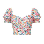 QED London - Ladies - Ditsy Floral Cropped Puff Sleeve Top - Floral - Wildvine Clothing, Spalding, Lincolnshire