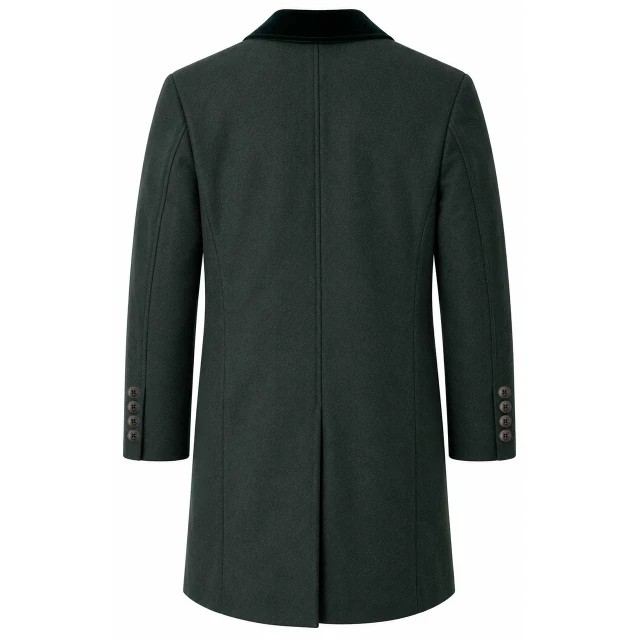 Gabicci Vintage - Mens Winston Melton Velvet Collar Overcoat - Forest - V57GJ06 - Wildvine Clothing, Spalding, Lincolnshire