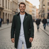 Gabicci Vintage - Mens Winston Melton Velvet Collar Overcoat - Forest - V57GJ06 - Wildvine Clothing, Spalding, Lincolnshire