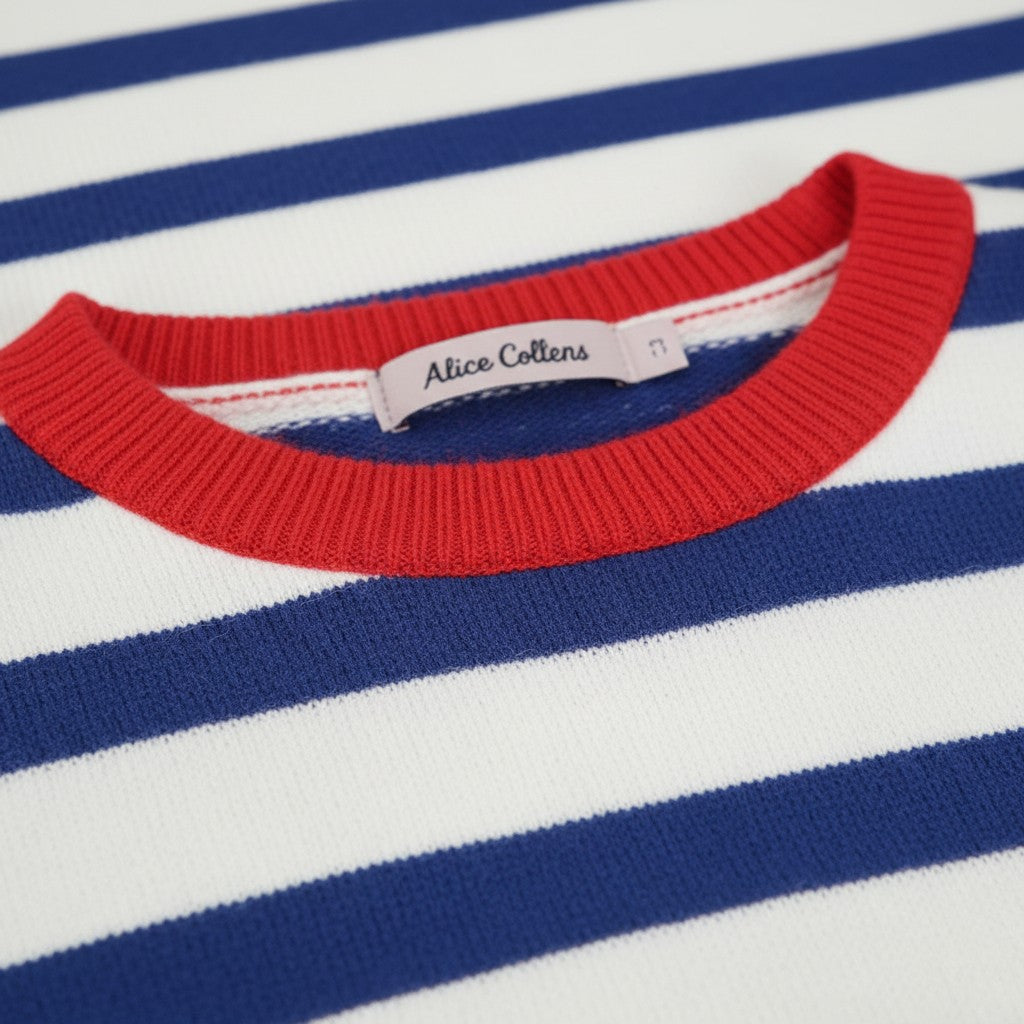 Alice Collins - Fowey Stripe Pullover - Wild Oat/Royal - Wildvine Clothing, Spalding, Lincolnshire
