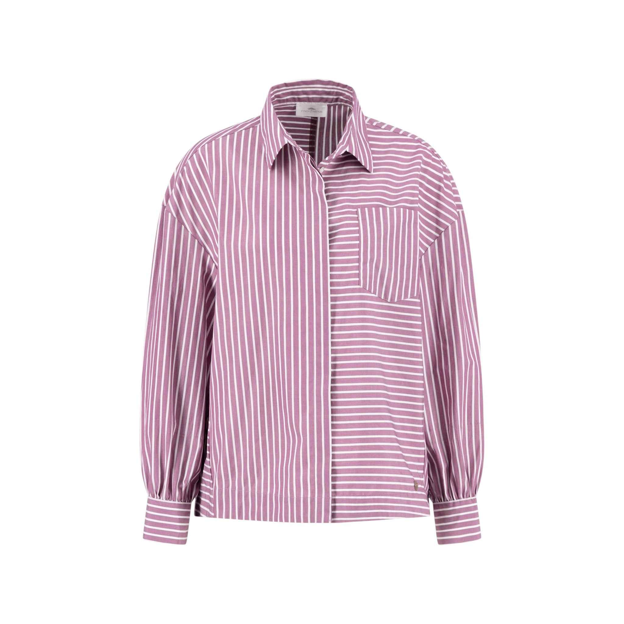 Fynch-Hatton - Ladies Blouse - Asym Stripe - Berry Rose 492 - Wildvine Clothing, Spalding, Lincolnshire