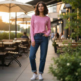 Fynch-Hatton - Ladies Jersey - Long Sleeve Stripe - Berry Rose 492 - Wildvine Clothing, Spalding, Lincolnshire