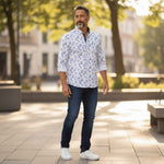 Fynch-Hatton - Mens Shirt - Premium Print - Crystal Blue 604 - Wildvine Clothing, Spalding, Lincolnshire