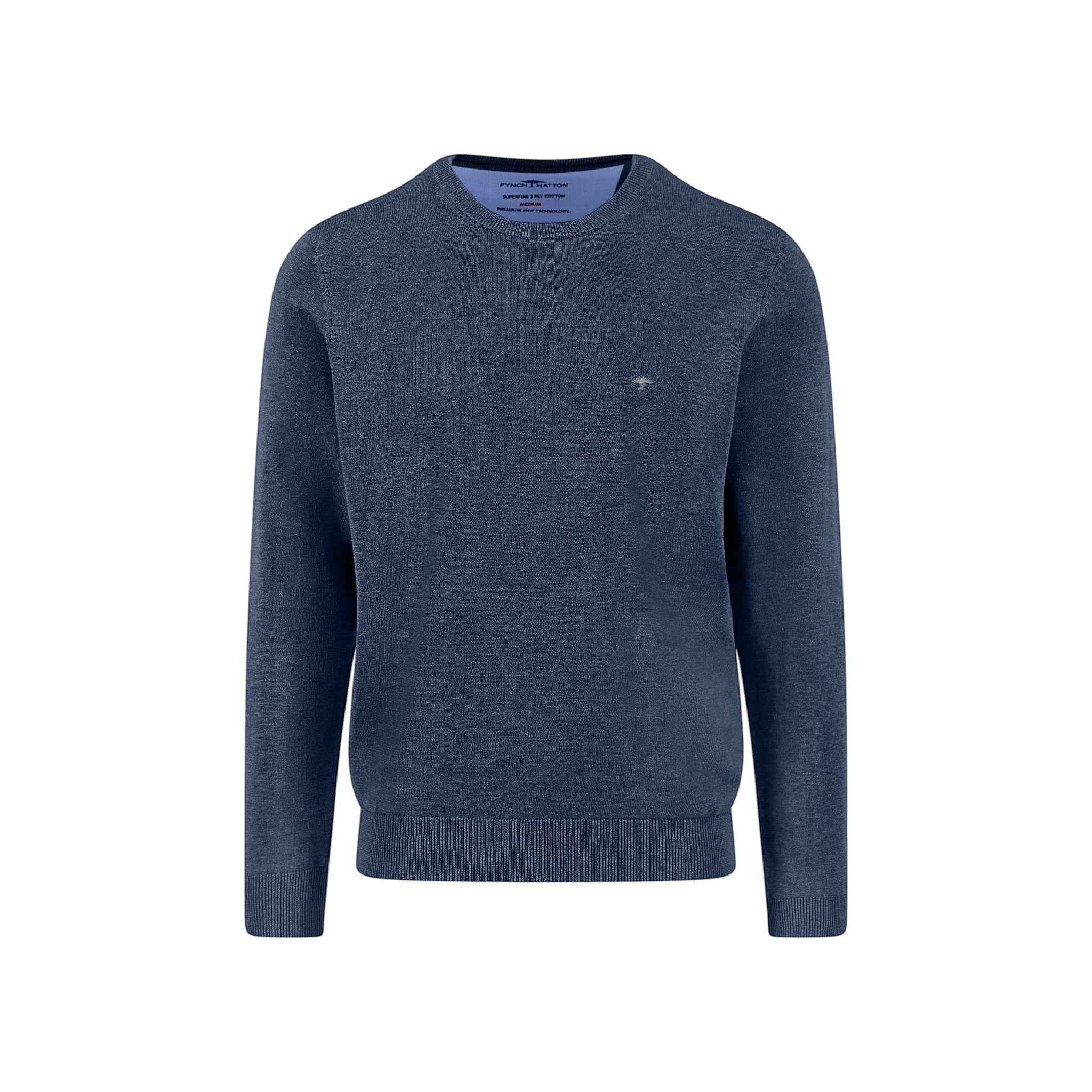 Fynch-Hatton - Mens Knitwear - O-Neck, Superfine - Night - Wildvine Clothing, Spalding, Lincolnshire