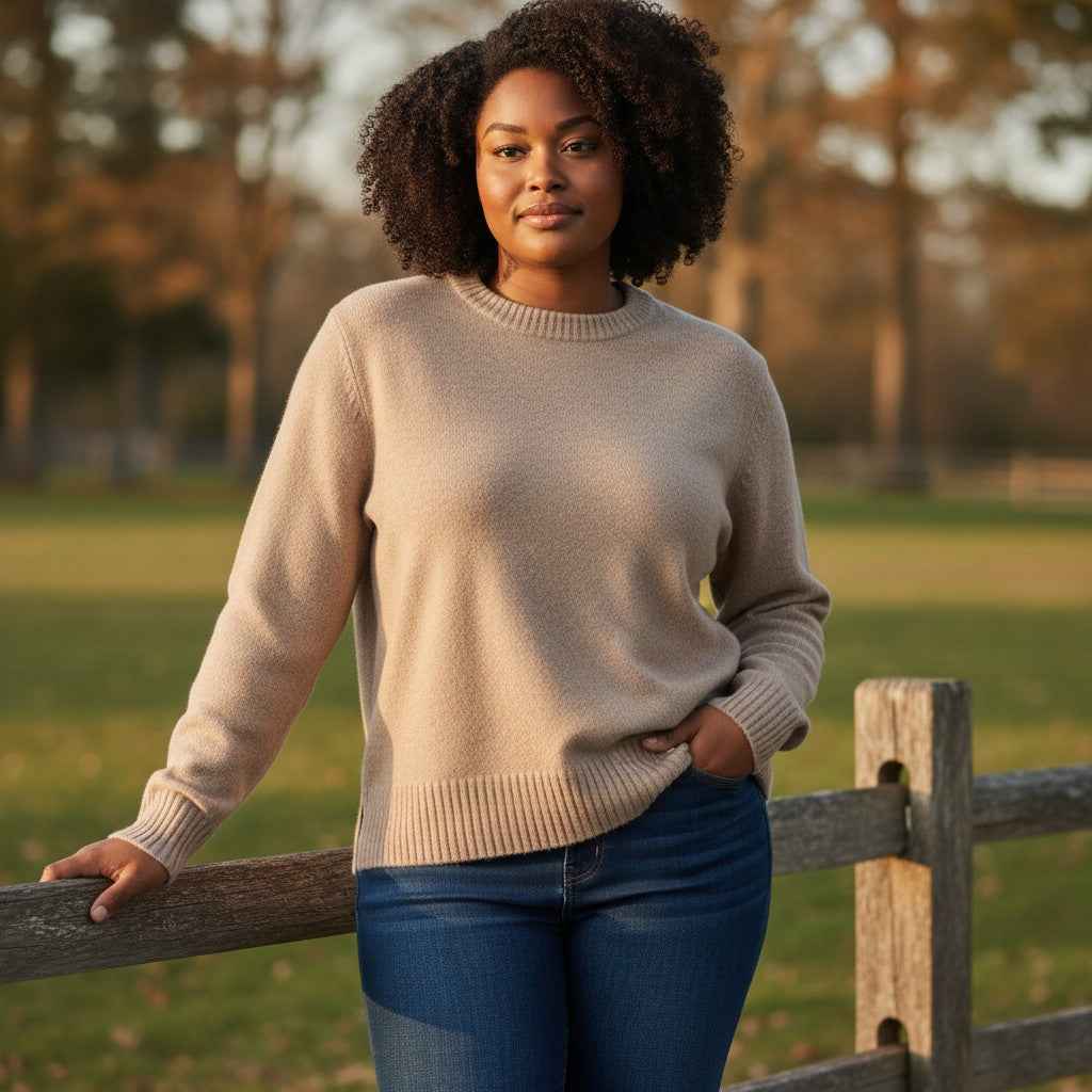 Fynch-Hatton - Ladies Pullover - O-Neck Merrino Wool - Cappuchino 842 - Wildvine Clothing, Spalding, Lincolnshire