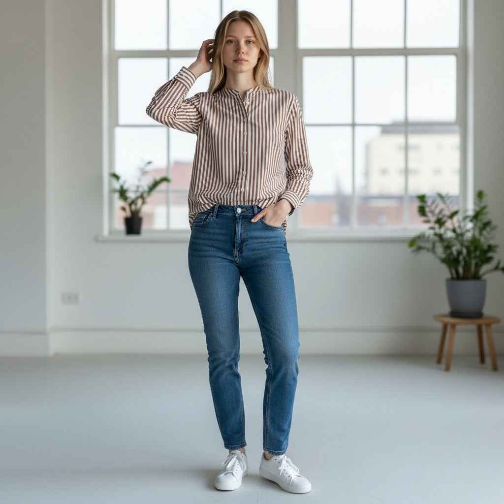 Fynch-Hatton - Ladies Blouse CST Fine Stripe - Cinnamon 862 - Wildvine Clothing, Spalding, Lincolnshire
