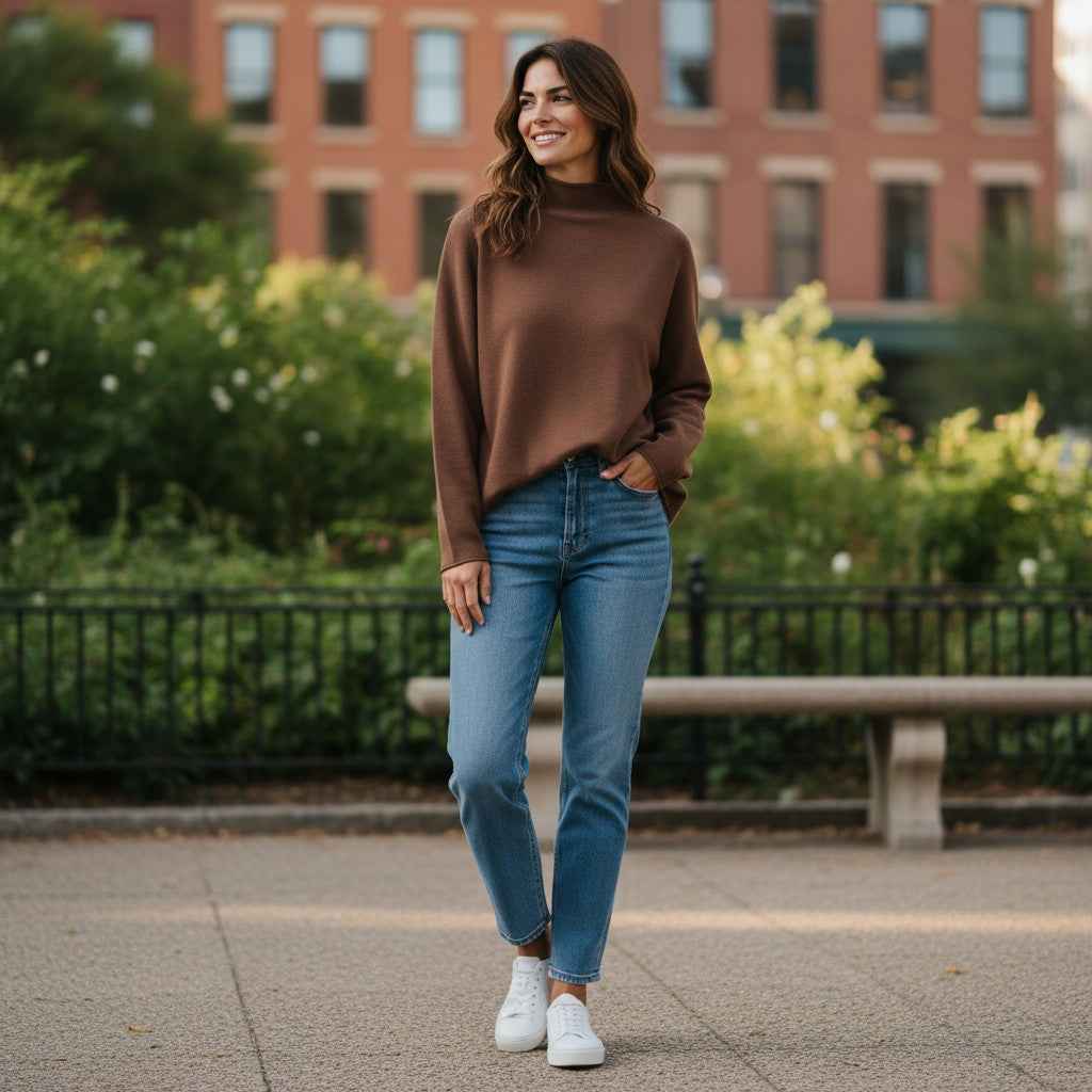 Fynch-Hatton - Ladies Pullover - Turtle Neck Fine Cotton - Cinnamon 862 - Wildvine Clothing, Spalding, Lincolnshire
