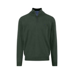 Fynch-Hatton - Mens Knitwear - Troyer-Zip, Superfine - Dark Ivy - Wildvine Clothing, Spalding, Lincolnshire