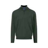 Fynch-Hatton - Mens Knitwear - Troyer-Zip, Superfine - Dark Ivy - Wildvine Clothing, Spalding, Lincolnshire