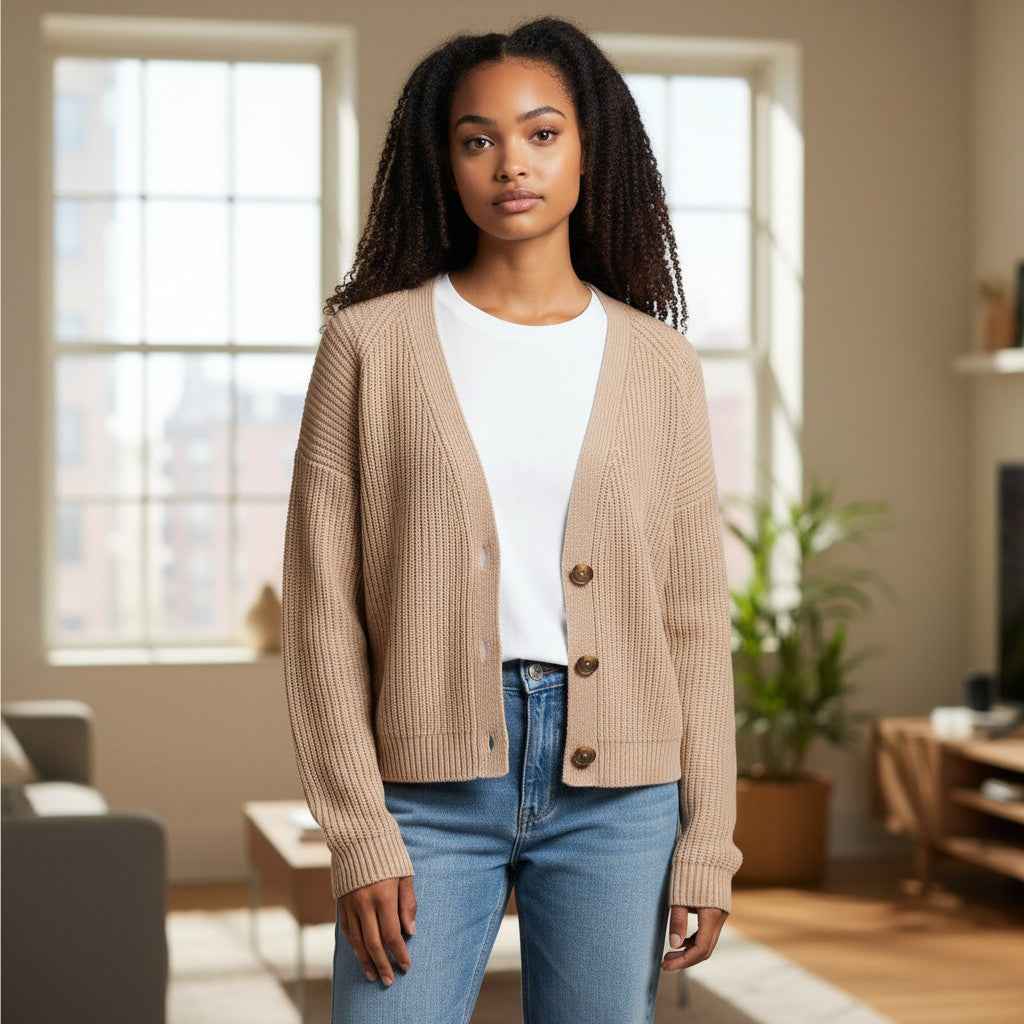 Fynch-Hatton - Ladies Cardigan Cotton - Cappuchino 842 - Wildvine Clothing, Spalding, Lincolnshire
