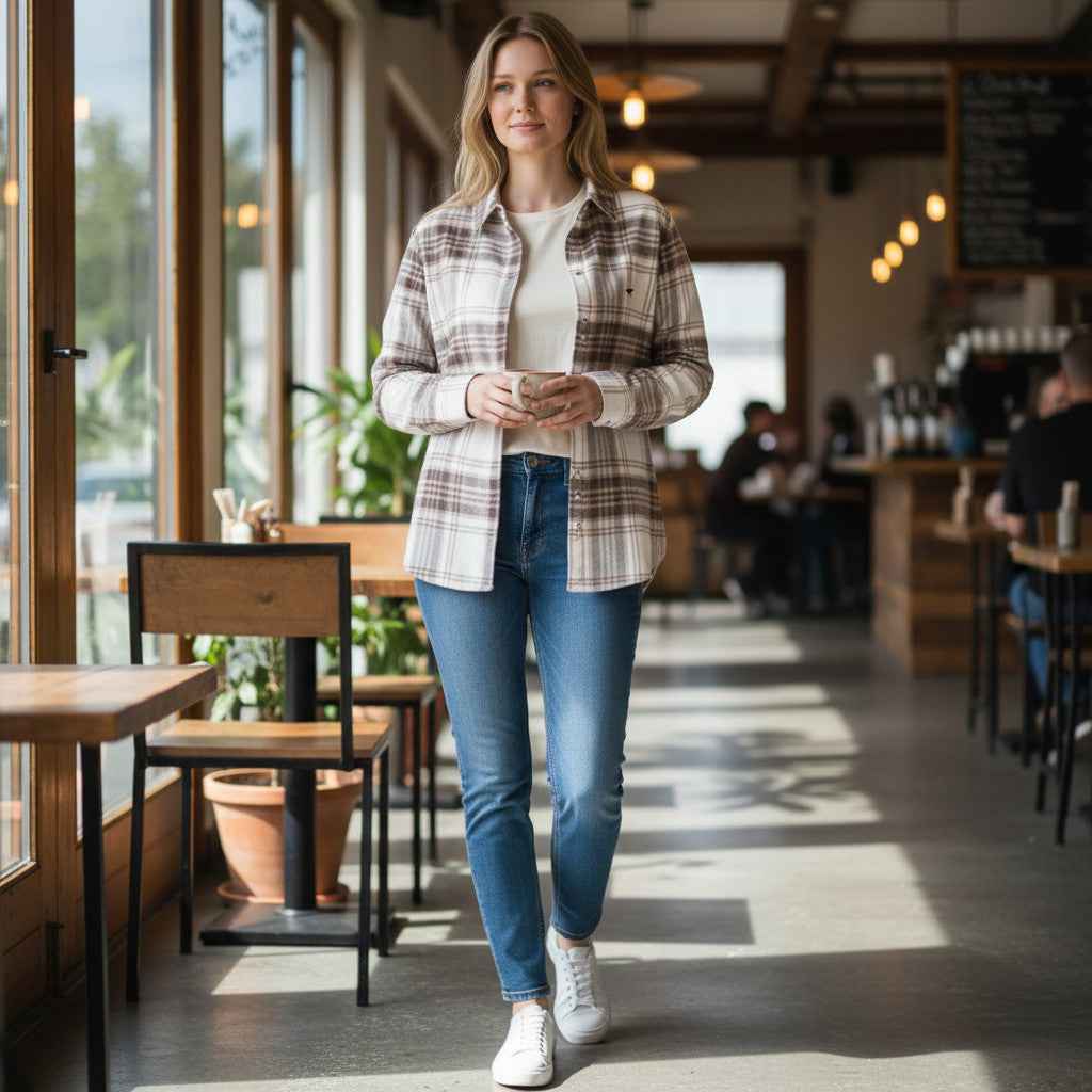Fynch-Hatton - Ladies Blouse - CL Flannel Check - Chocolate 892 - Wildvine Clothing, Spalding, Lincolnshire