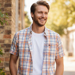 Fynch-Hatton Men's Regular Short Sleeve Casual Shirt - Madras Check – Solar - Wildvine Clothing, Spalding, Lincolnshire