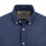Fynch-Hatton Men's Summer Linen Short Sleeve Casual Shirt - Marine - Wildvine Clothing, Spalding, Lincolnshire