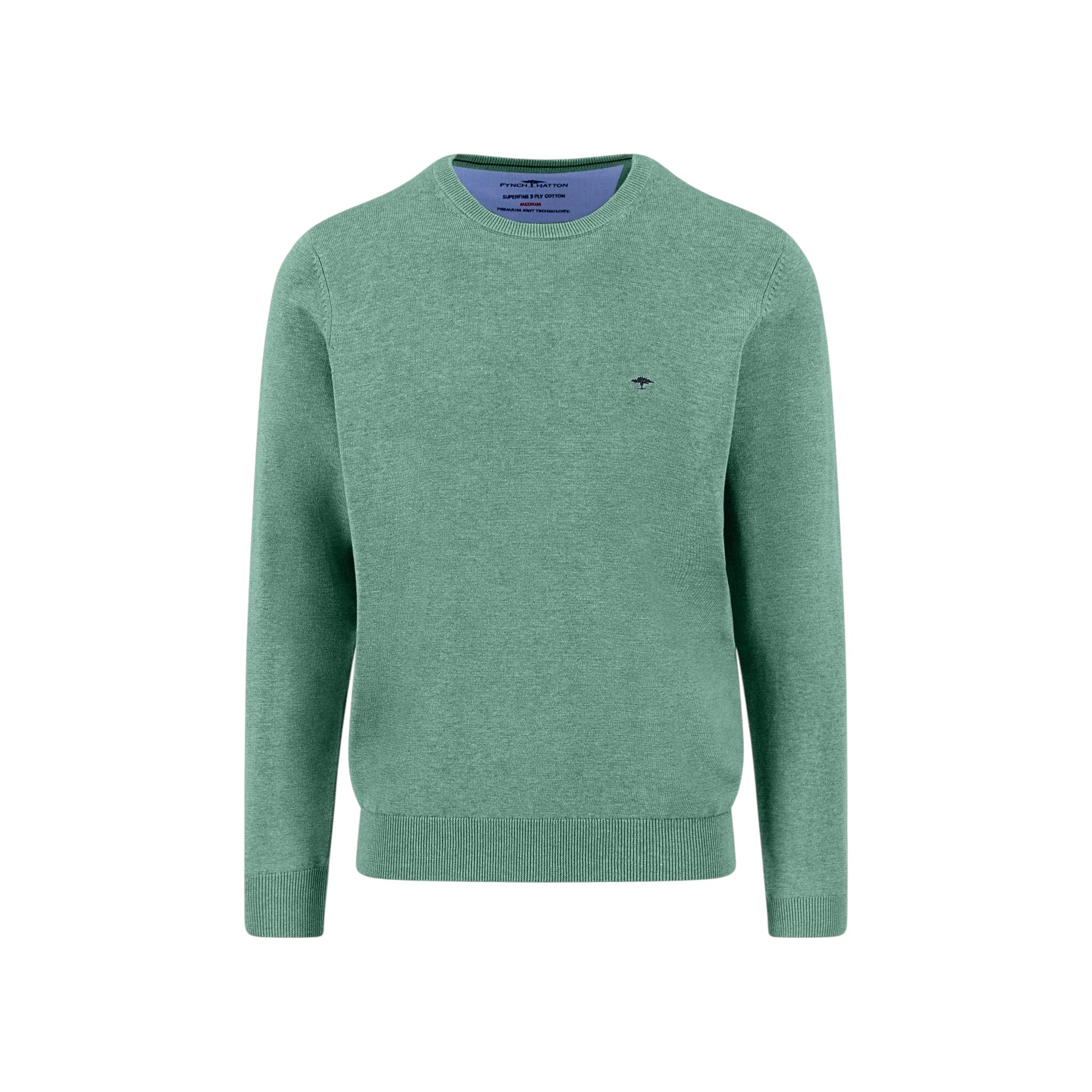 Fynch-Hatton - Mens Knitwear - O-Neck, Superfine - Fern - Wildvine Clothing, Spalding, Lincolnshire