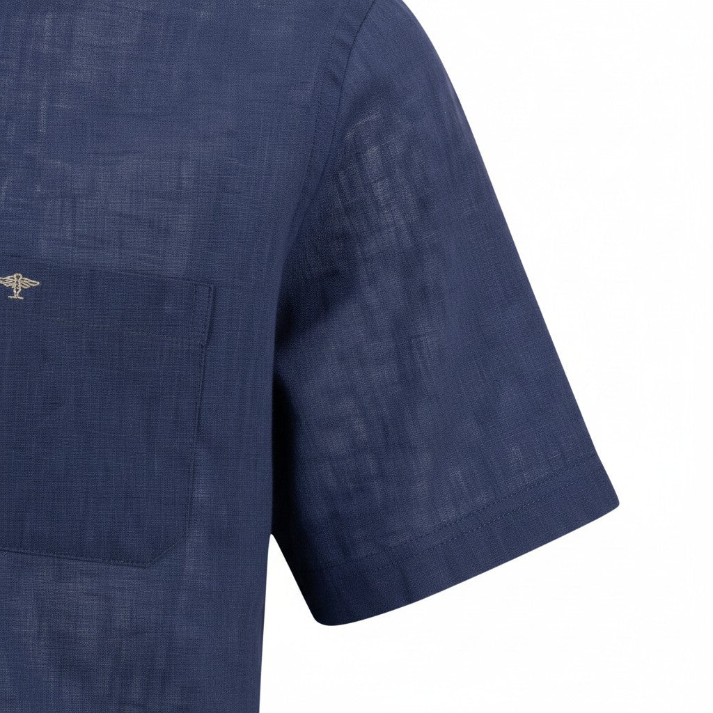 Fynch-Hatton Men's Summer Linen Short Sleeve Casual Shirt - Marine - Wildvine Clothing, Spalding, Lincolnshire