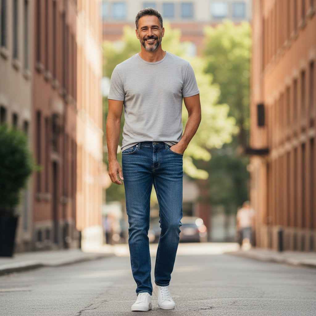 Fynch-Hatton - Mens Jeans - Tapered Slim - Mid Blue - Wildvine Clothing, Spalding, Lincolnshire