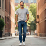 Fynch-Hatton - Mens Jeans - Tapered Slim - Mid Blue - Wildvine Clothing, Spalding, Lincolnshire