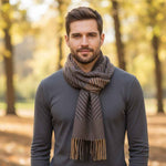 Fynch-Hatton - Mens Scarf - Herring Bone Chek - Navy 685 - Wildvine Clothing, Spalding, Lincolnshire
