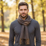 Fynch-Hatton - Mens Scarf - Herring Bone Chek - Navy 685 - Wildvine Clothing, Spalding, Lincolnshire